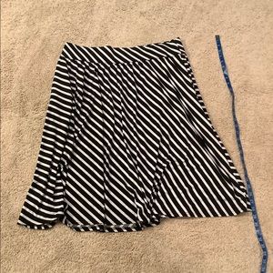 Black and white diagonally striped skirt